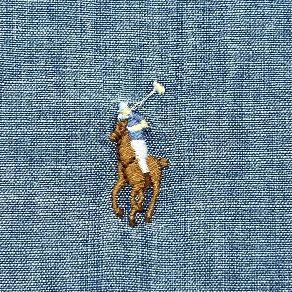 NEW Polo Ralph Lauren Shirt Mens Small Blue Indigo Chambray Untucked Classic Fit